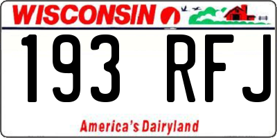 WI license plate 193RFJ