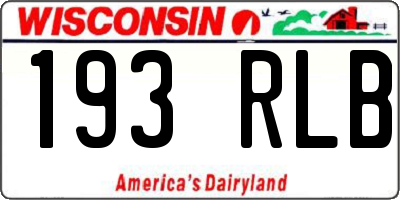 WI license plate 193RLB