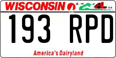 WI license plate 193RPD