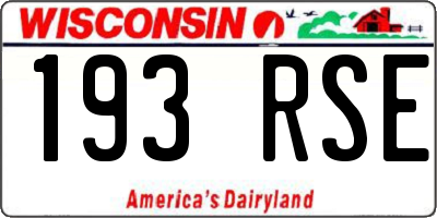 WI license plate 193RSE