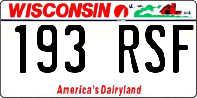 WI license plate 193RSF