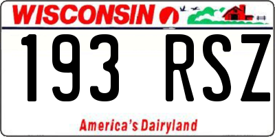 WI license plate 193RSZ