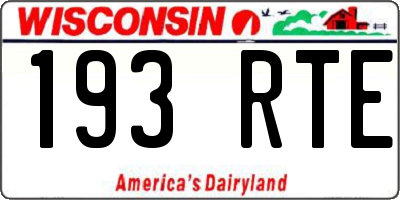 WI license plate 193RTE