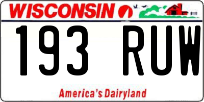 WI license plate 193RUW