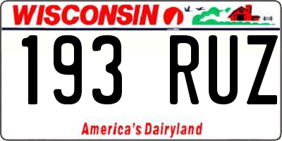 WI license plate 193RUZ