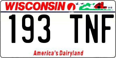 WI license plate 193TNF