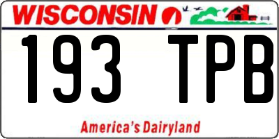 WI license plate 193TPB