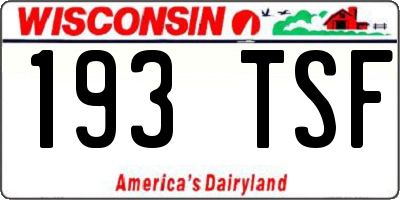WI license plate 193TSF