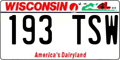 WI license plate 193TSW