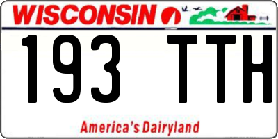 WI license plate 193TTH