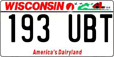 WI license plate 193UBT