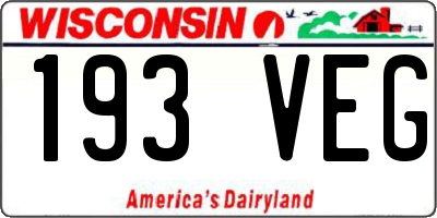 WI license plate 193VEG