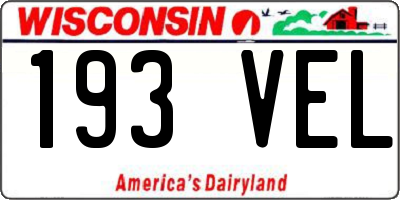 WI license plate 193VEL