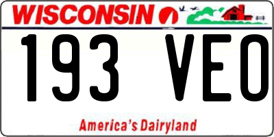 WI license plate 193VEO