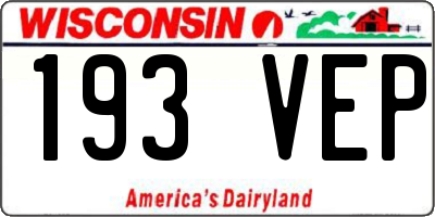 WI license plate 193VEP