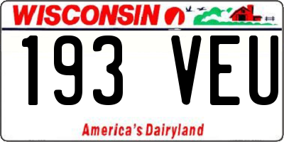 WI license plate 193VEU