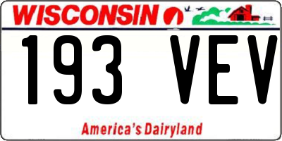WI license plate 193VEV