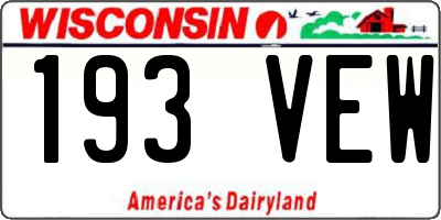 WI license plate 193VEW