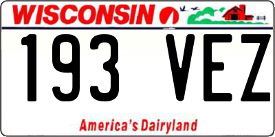 WI license plate 193VEZ