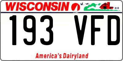 WI license plate 193VFD