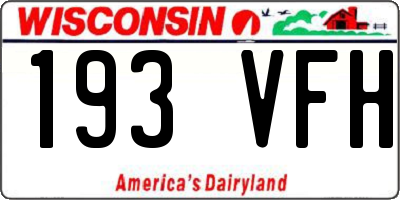 WI license plate 193VFH