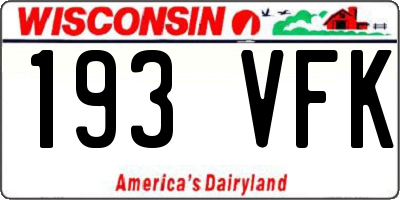 WI license plate 193VFK