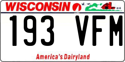 WI license plate 193VFM