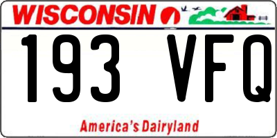 WI license plate 193VFQ