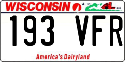 WI license plate 193VFR