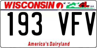 WI license plate 193VFV