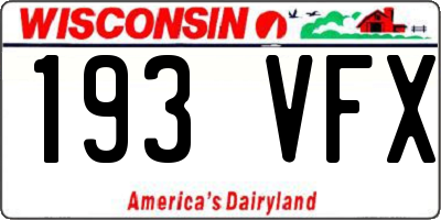 WI license plate 193VFX