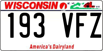 WI license plate 193VFZ