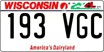 WI license plate 193VGC