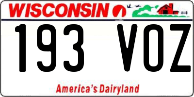 WI license plate 193VOZ