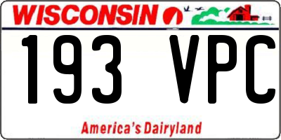 WI license plate 193VPC