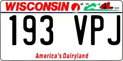 WI license plate 193VPJ