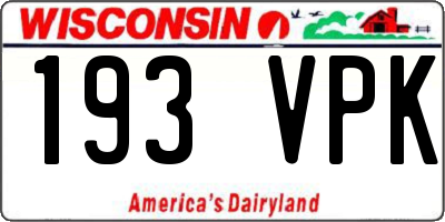 WI license plate 193VPK