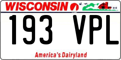 WI license plate 193VPL