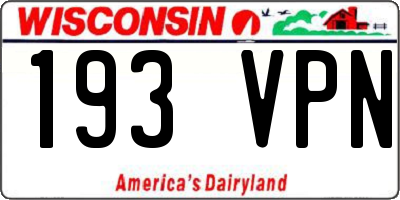 WI license plate 193VPN