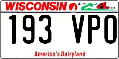 WI license plate 193VPO