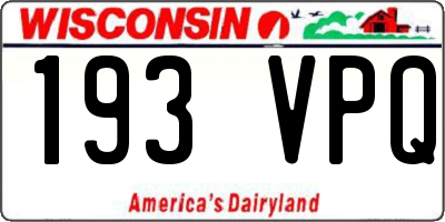 WI license plate 193VPQ