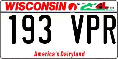 WI license plate 193VPR