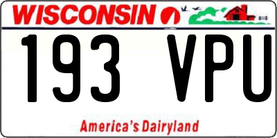 WI license plate 193VPU
