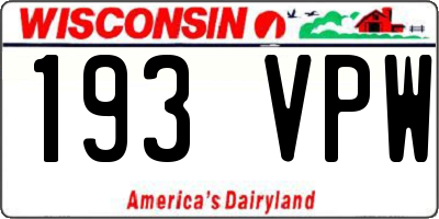 WI license plate 193VPW