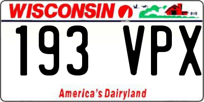 WI license plate 193VPX