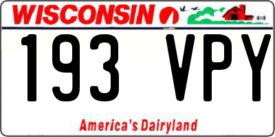 WI license plate 193VPY