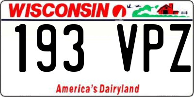 WI license plate 193VPZ