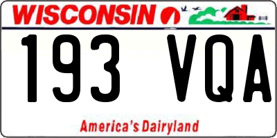 WI license plate 193VQA