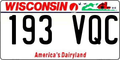 WI license plate 193VQC