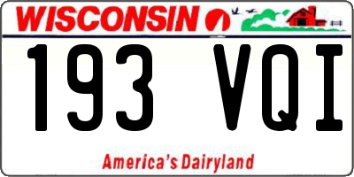 WI license plate 193VQI